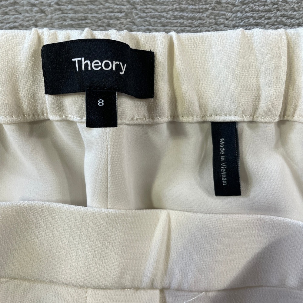Theory Treeca Pull On Admiral Crepe Pants Womens 8 Cream Off White Office Career - Picture 2 of 12